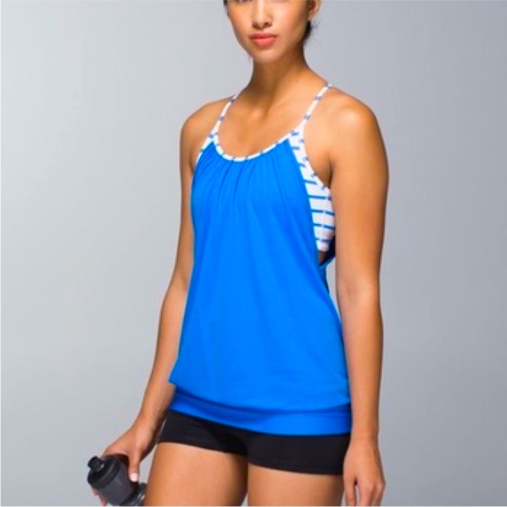 Lululemon No Limits Tank in blue stripes